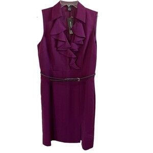 NWT Spense Dress Purple Belted Sleeveless Ruffles Size 14